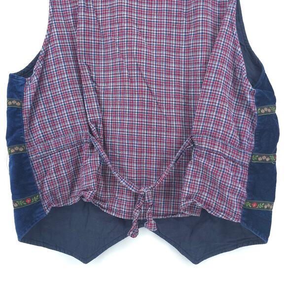 Vintage Casey&Max Cottagecore Quilt Velvet Sewn Floral Plaid Button Down Vest L - Picture 10 of 10